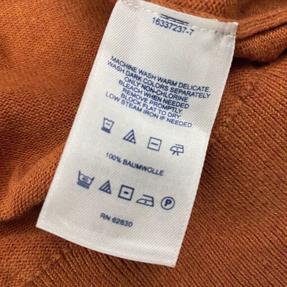 Lands End 100% Supima Cotton Orange V-Neck Sweater Sz LT Large Tall Long Sleeve - Picture 7 of 9